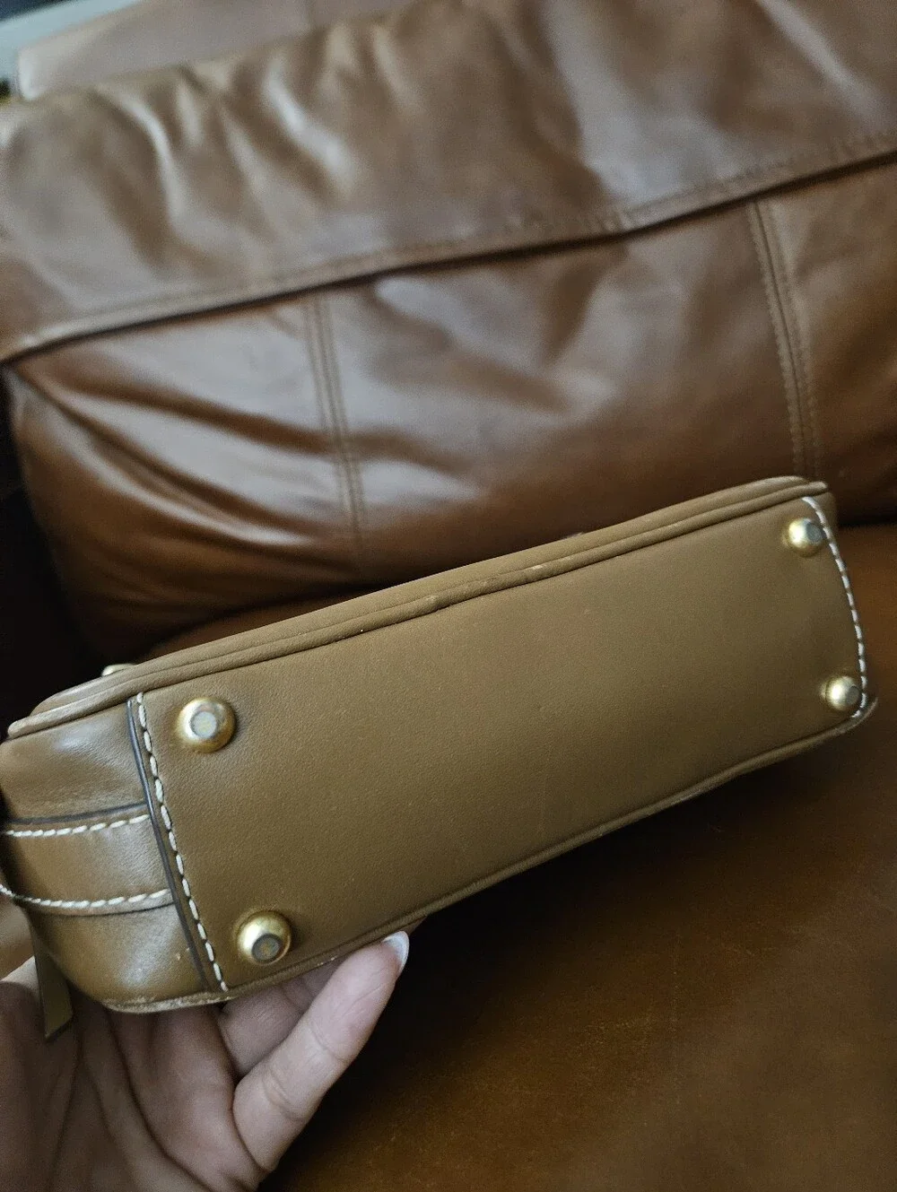 Tory Burch Brown Leather Crossbody Camera Bag Gold Hardware No Strap Read
